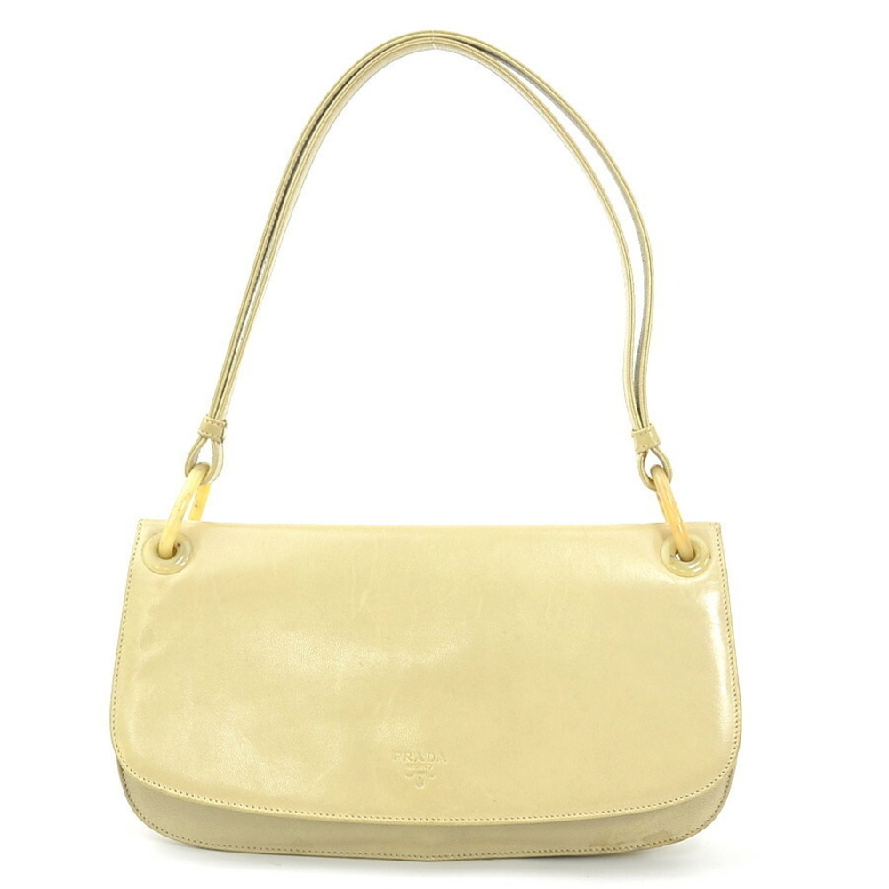 Prada shoulder bag thin straps Beige White